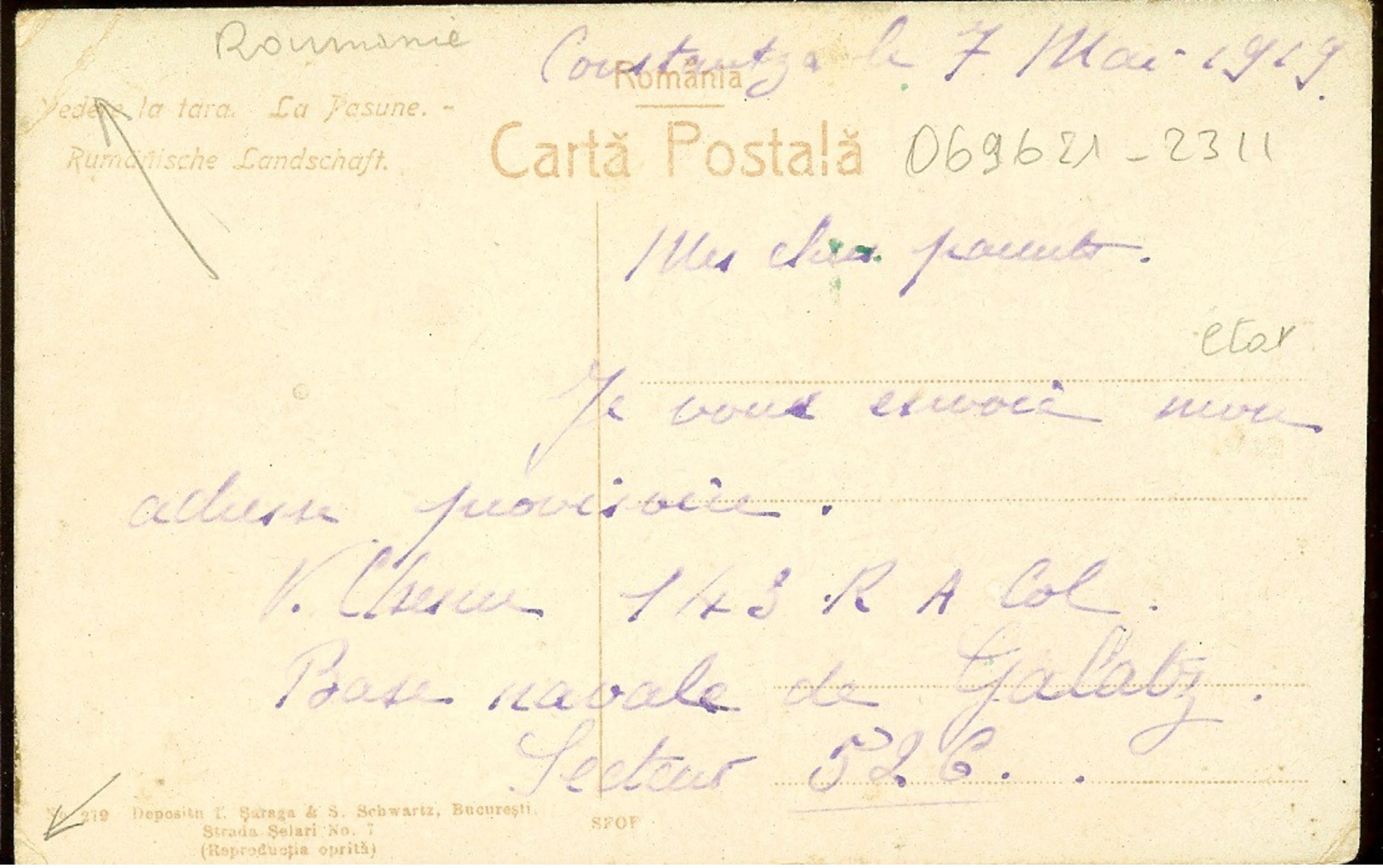 Postcard Romania, At Pasture, Cows, 1919, Publisher I. Saraga & S. Schwartz, Bucuresti, See Scans - Romania