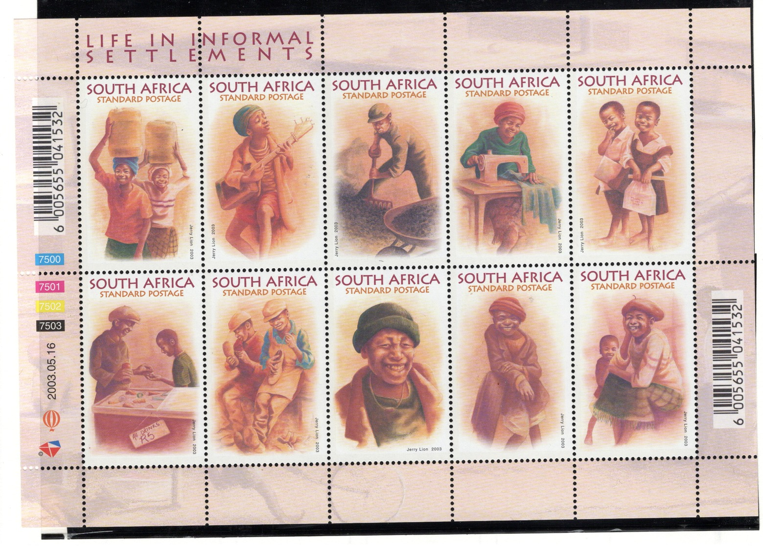 South Africa 2003 Sc 1306 Life In Informal Settlements Minisheet MNH - Unused Stamps