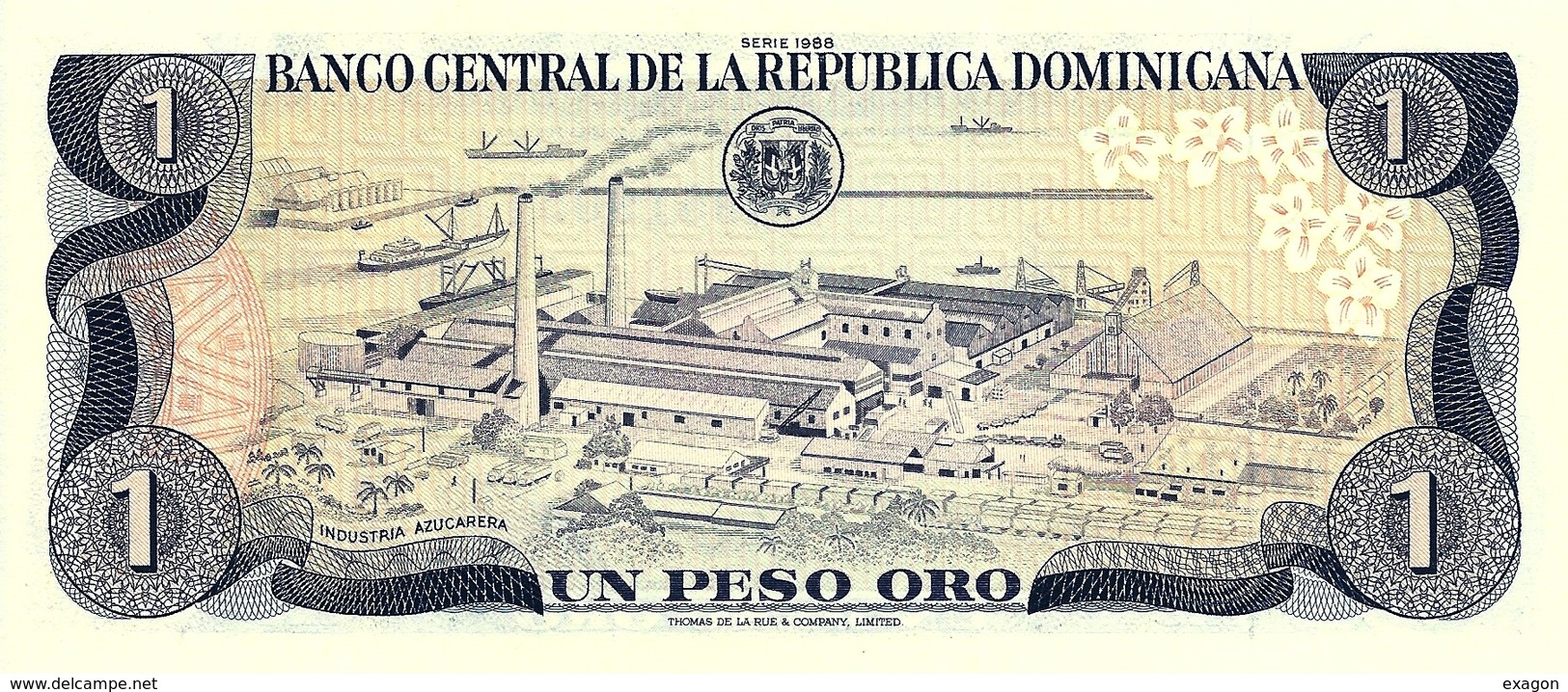 BANCONOTA DA 1 PESO  ORO -  Repubblica  Dominicana  -  Emissione Anno  1988 - Repubblica Dominicana