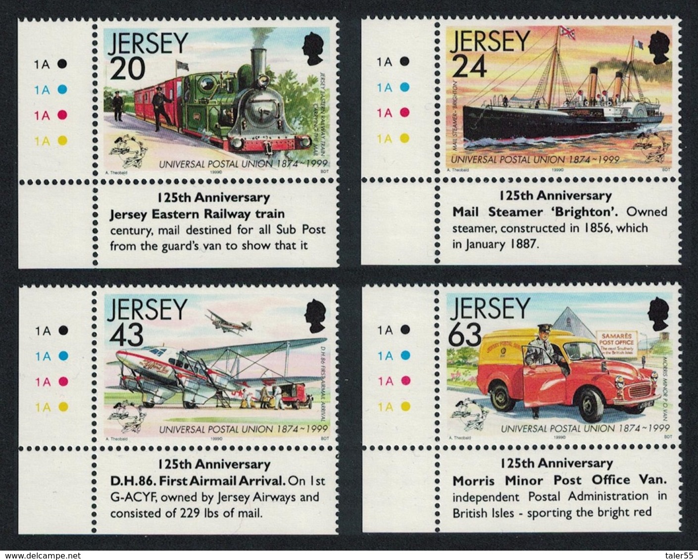 Jersey Train Ships Airplane Car 125th Anniversary Of UPU 4v Bottom Left Corners MNH SG#886-889 - Jersey