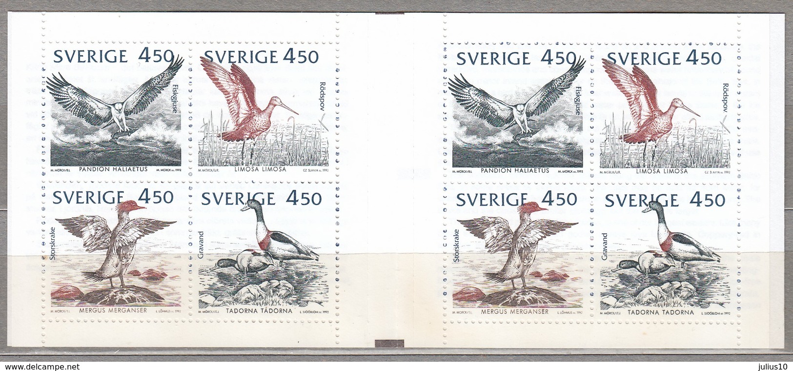 BIRDS SWEDEN 1992 Join Issue Booklet Mi 1742-1745 MNH (**) #B60 - Autres & Non Classés