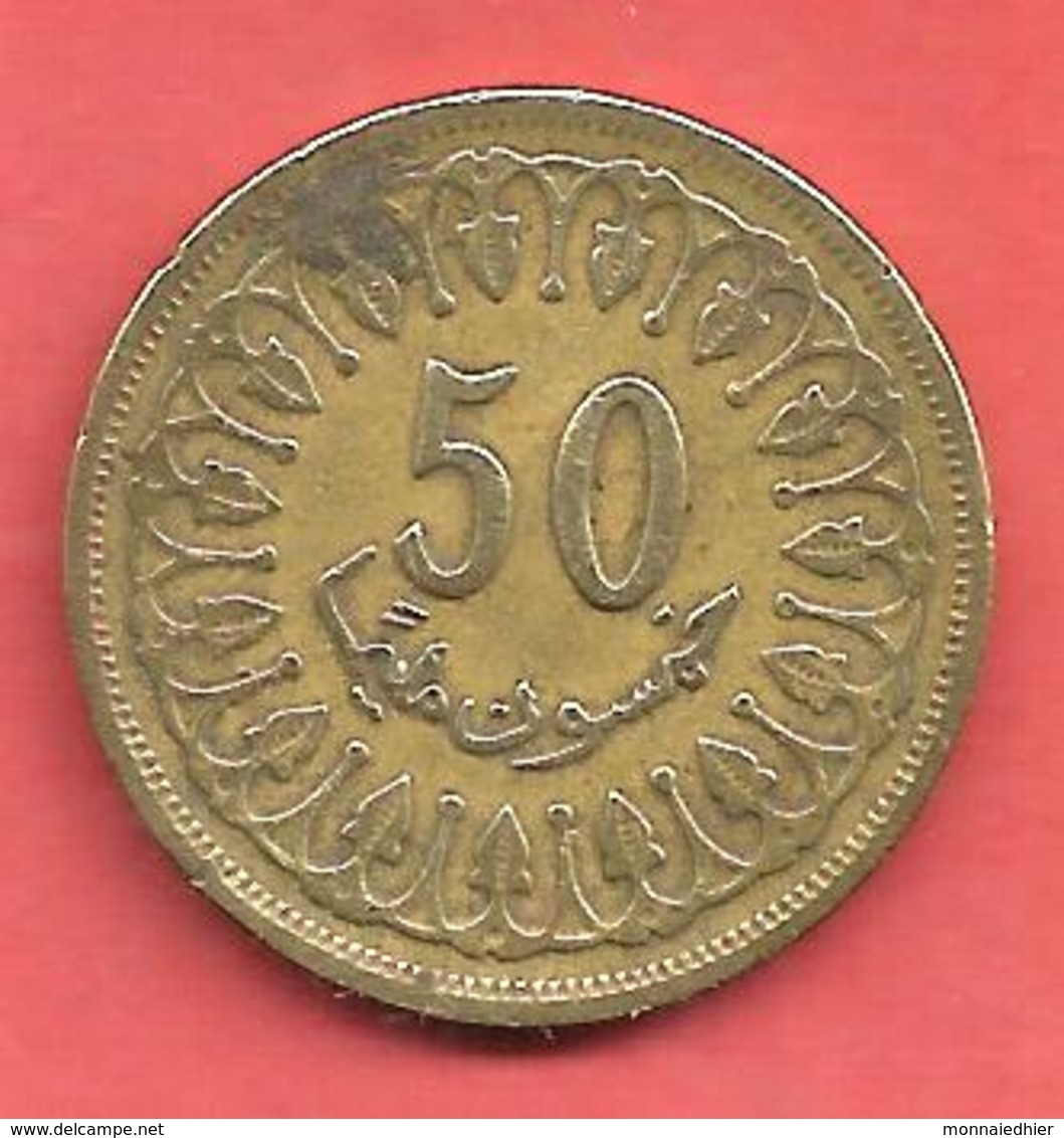 50 Millim , TUNISIE , Bronze , AH 1380 , 1960 , N° KM # 308 - Tunisie