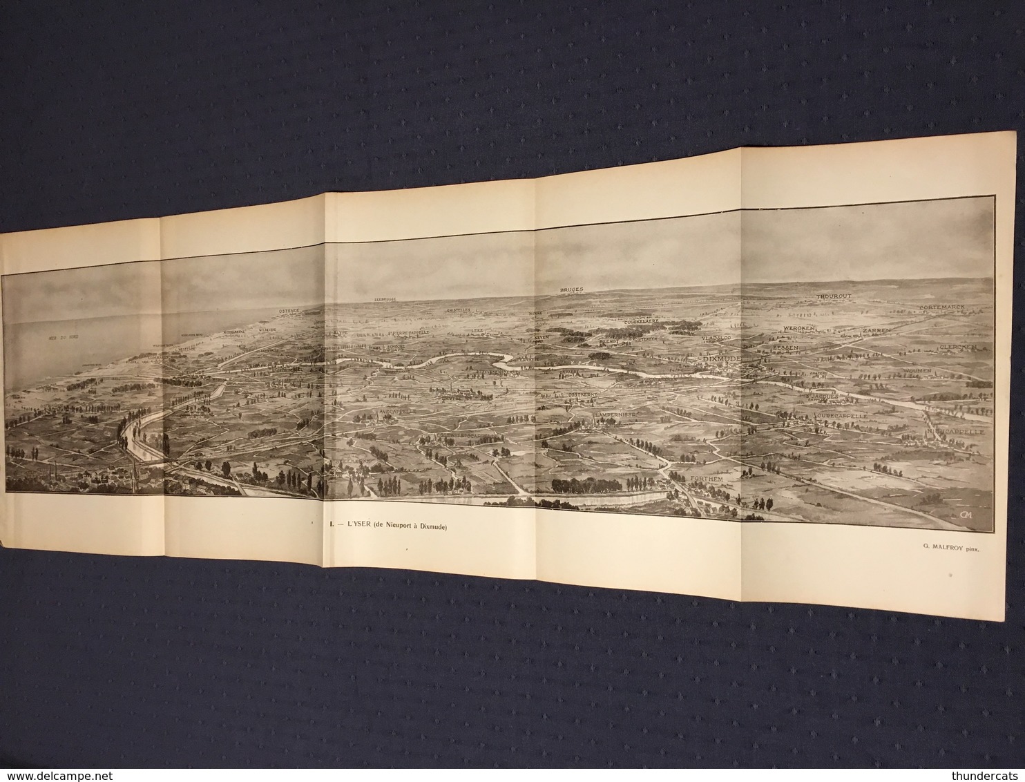 DEPLIANT PANORAMIQUE PLANCE PANORAMA GUERRE 1914 PAR G. MALFROY L'YSER DE NIEUPORT A DIXMUDE - Carte Topografiche