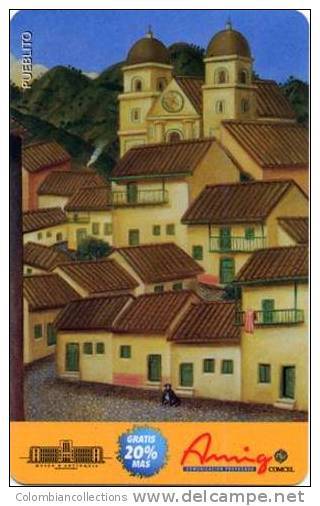 Lote TT112, Colombia, Tarjeta Telefonica, Phone Card, Comcel, Fernando Botero, Pueblito,  20.000, Arte, Art, Used - Kolumbien