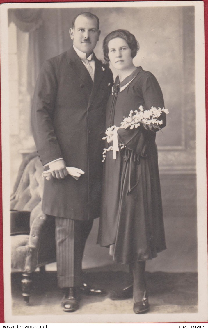 Oude Foto Studio Portrait Marriage Huwelijk Wedding Huwelijksportret Huwelijksfoto Old Photo Belle Epoque - Noces