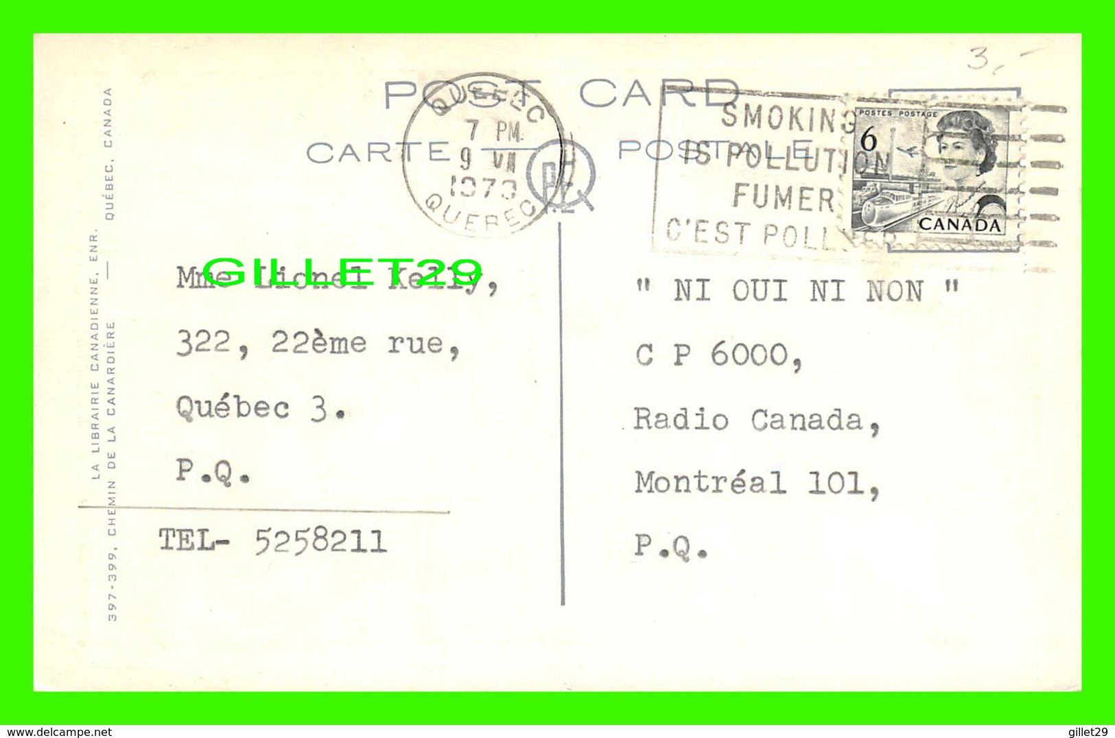 QUÉBEC - PORTE SAINT-JEAN - ANIMÉE - CIRCULÉE EN 1978 - LA LIBRAIRIE CANADIENNE ENR - - Québec – Les Portes