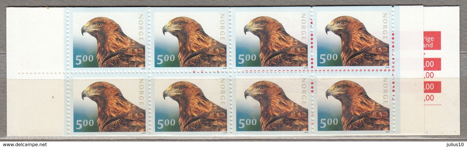 BIRDS NORWAY 2000 Eagle Booklet Mi 1346 YT 1299 MNH (**) #B65 - Aquile & Rapaci Diurni