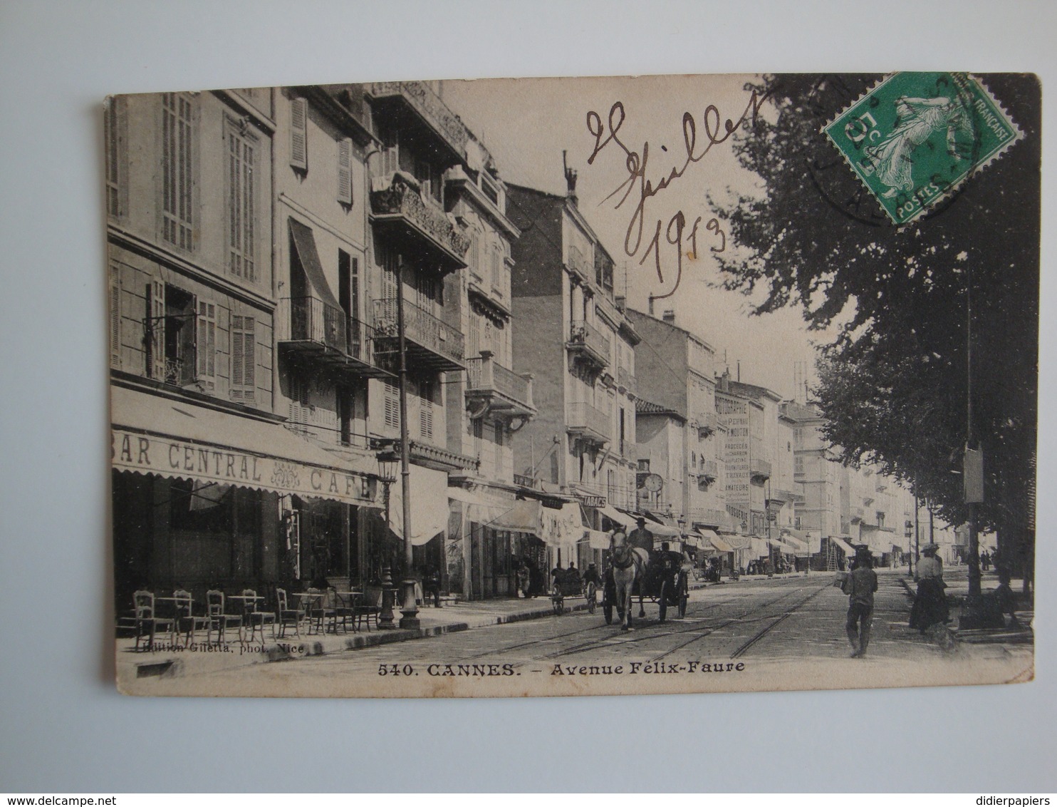 06 Cannes,avenue Félix-Faure,bar Central,calèche 1913 - Cannes