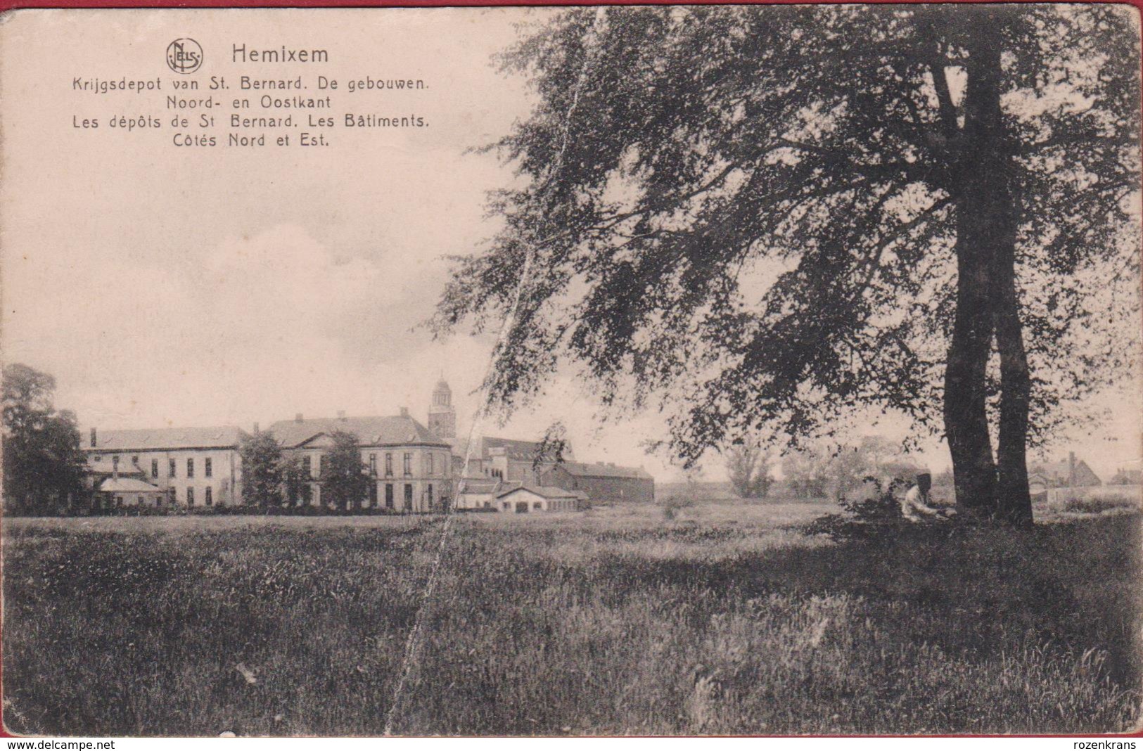 Hemixem Hemiksem Krijgsdepot Van St. Bernard De Gebouwen Noord En Oostkant ZELDZAAM Geanimeerd (grote Kreuk) - Hemiksem