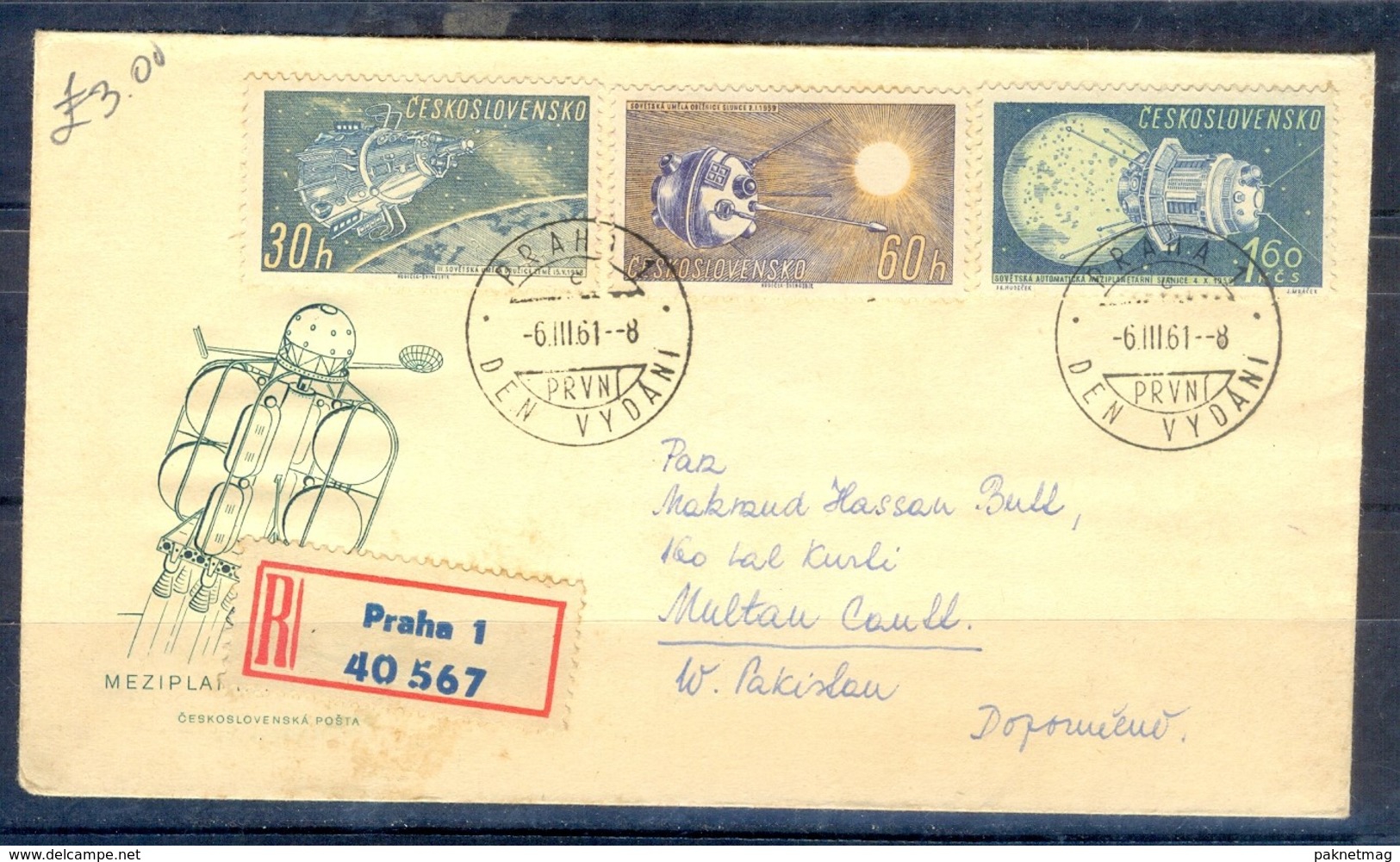 X69- FDC Of Czechoslovakia 1961 Space Reserch 1st Series. - FDC