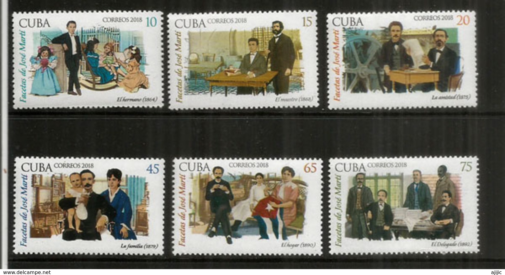 La Famille De José Marti, Héros National De Cuba. Série De 6 Timbres Neufs ** Année 2018 - Unused Stamps