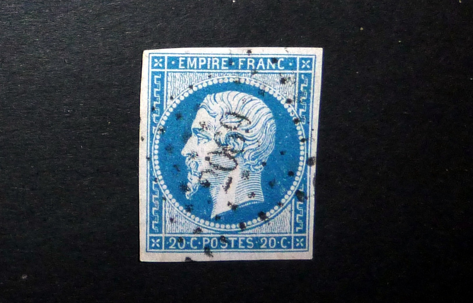 FRANCE 1854 N°14I OBL. LOSANGE PC 2069 (NAPOLÉON III. SECOND EMPIRE. 20C BLEU. LÉGENDE EMPIRE FRANC. NON DENTELÉ. TYPE I - 1853-1860 Napoléon III