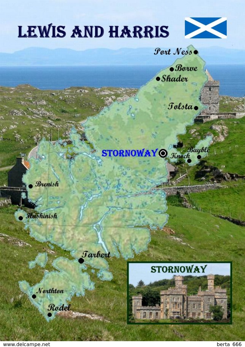 Lewis And Harris Island Map Scotland New Postcard - Sonstige & Ohne Zuordnung