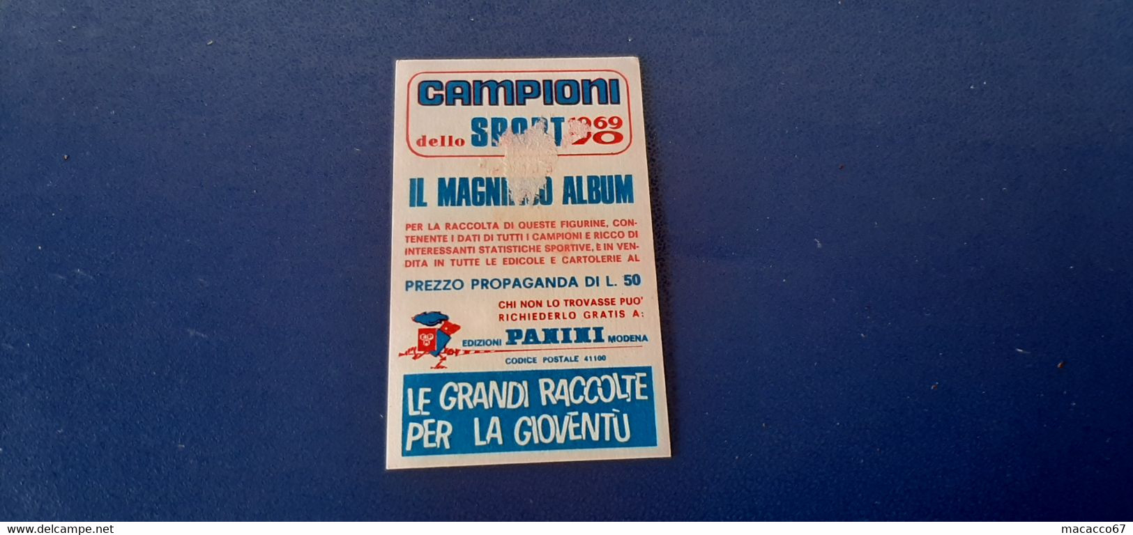 Figurina Panini Campioni Dello Sport 1969 - 016 Pasquale Giannattasio - Edizione Italiana