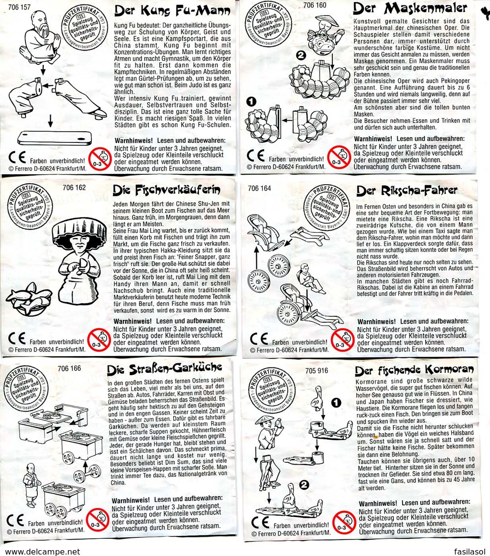 Kinder 2002 : Série Complète Allemande : Faszination Fremde Lander Asien (6 Figurines Avec 6 BPZ) - Komplettsets