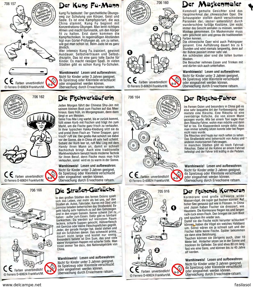 Kinder 2002 : Série Complète Allemande : Faszination Fremde Lander Asien (6 Figurines Avec 6 BPZ) - Lots