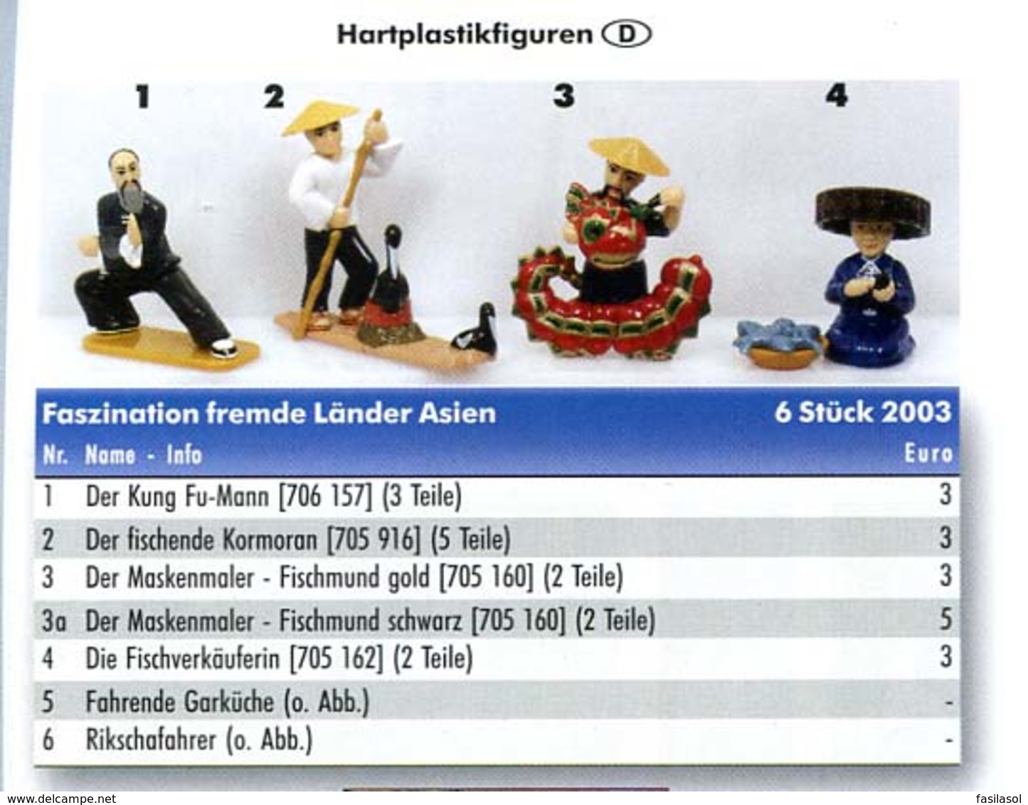 Kinder 2002 : Série Complète Allemande : Faszination Fremde Lander Asien (6 Figurines Avec 6 BPZ) - Lots