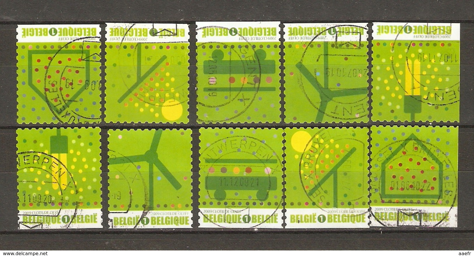 Belgique 2009 - Environnement - Ecologie - Petit Lot De 10 Timbres° De Carnet C 104 - 7 Différents - Non Classés