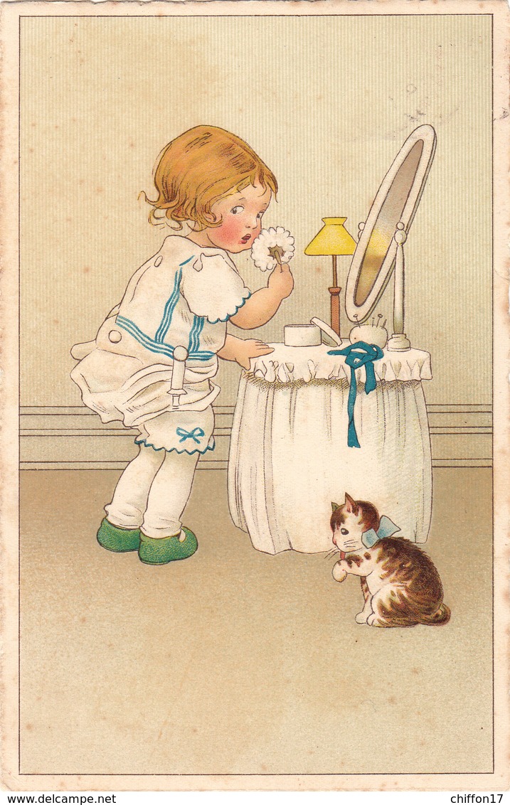 CPA   Petite Fille Avec Son CHAT - Gatos