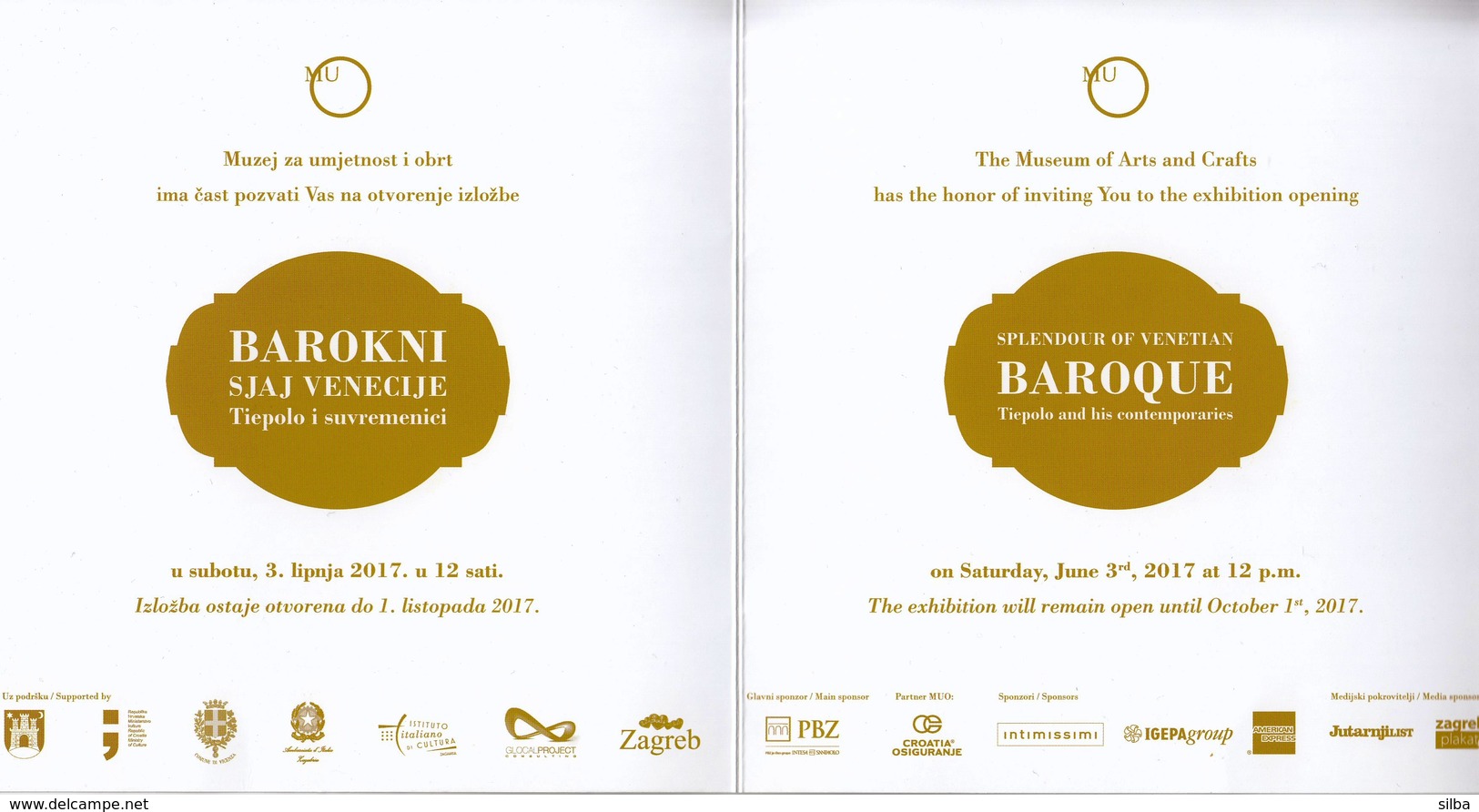 Croatia 2017 / Museum  Of Arts And Crafts / Splendour Of Venetian Baroque, Tiepolo / Exhibition Opening Invitation Card - Advertising