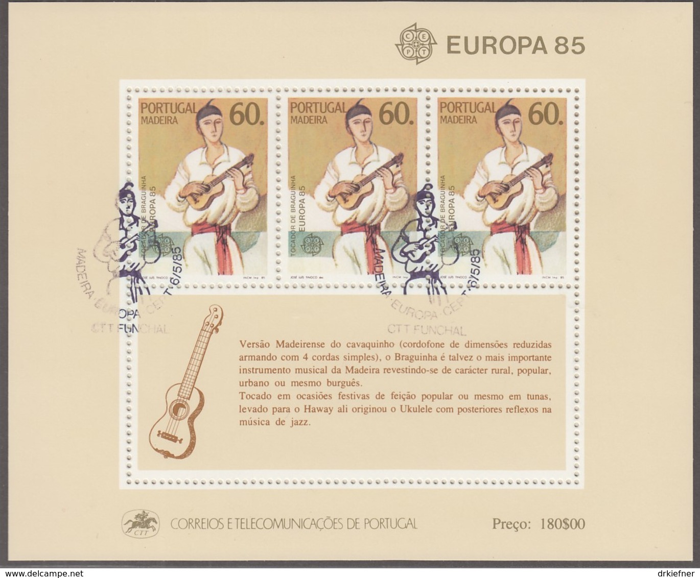 MADEIRA, Block 6, Gestempelt, Europäisches Jahr Der Musik 1985 - 1985