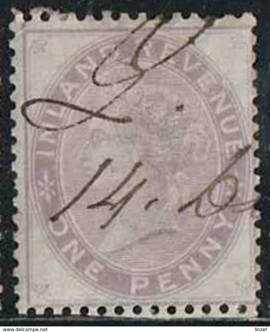 GB 1871 Fiscaux Yv. N°5 - 1p Violet - Oblitéré - Revenue Stamps