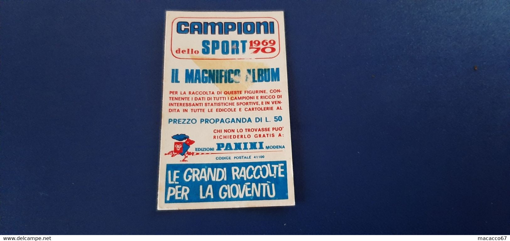 Figurina Panini Campioni Dello Sport 1969 - 100 Gino Corradini - Edizione Italiana