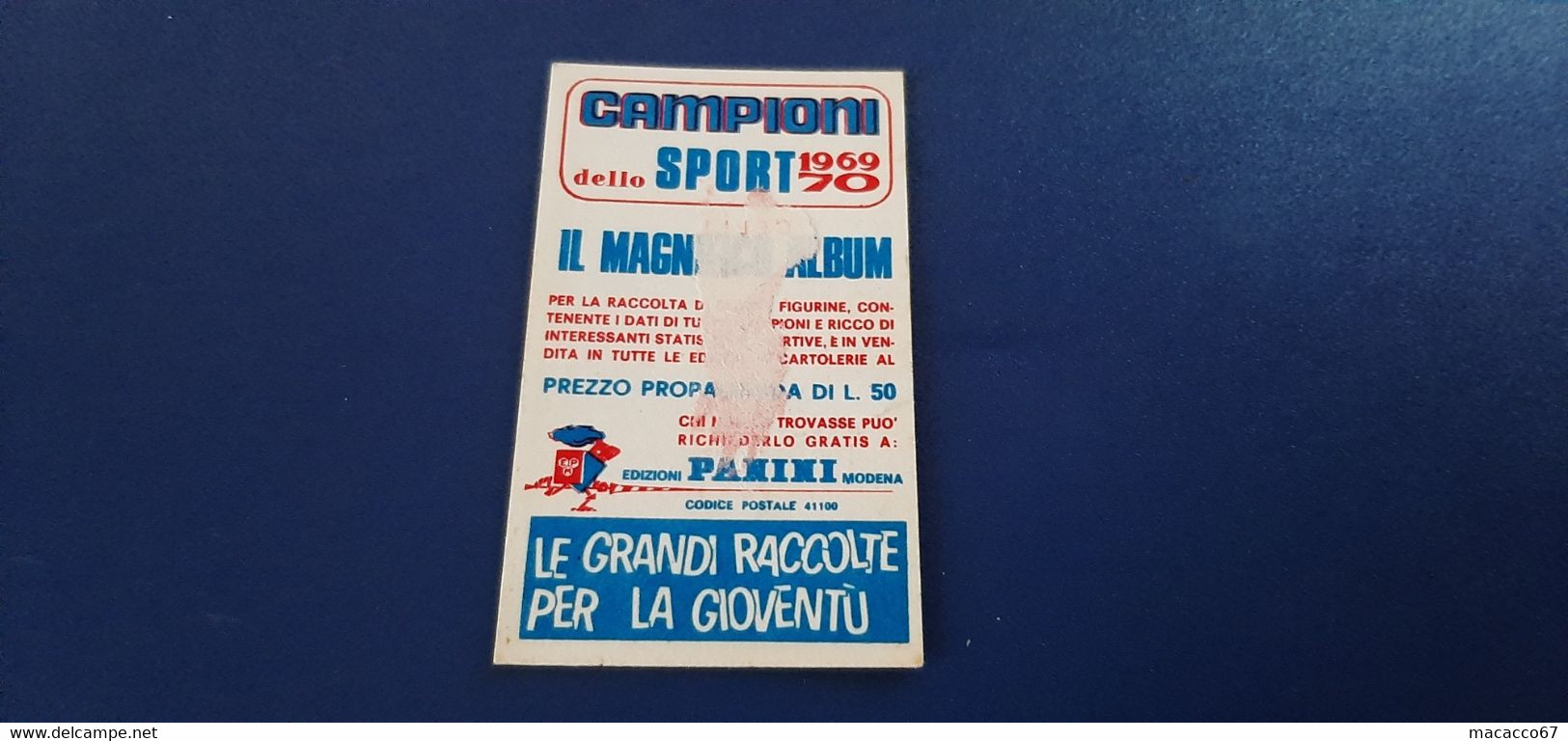 Figurina Panini Campioni Dello Sport 1969 - 105 Giuseppe Marcucci - Edizione Italiana