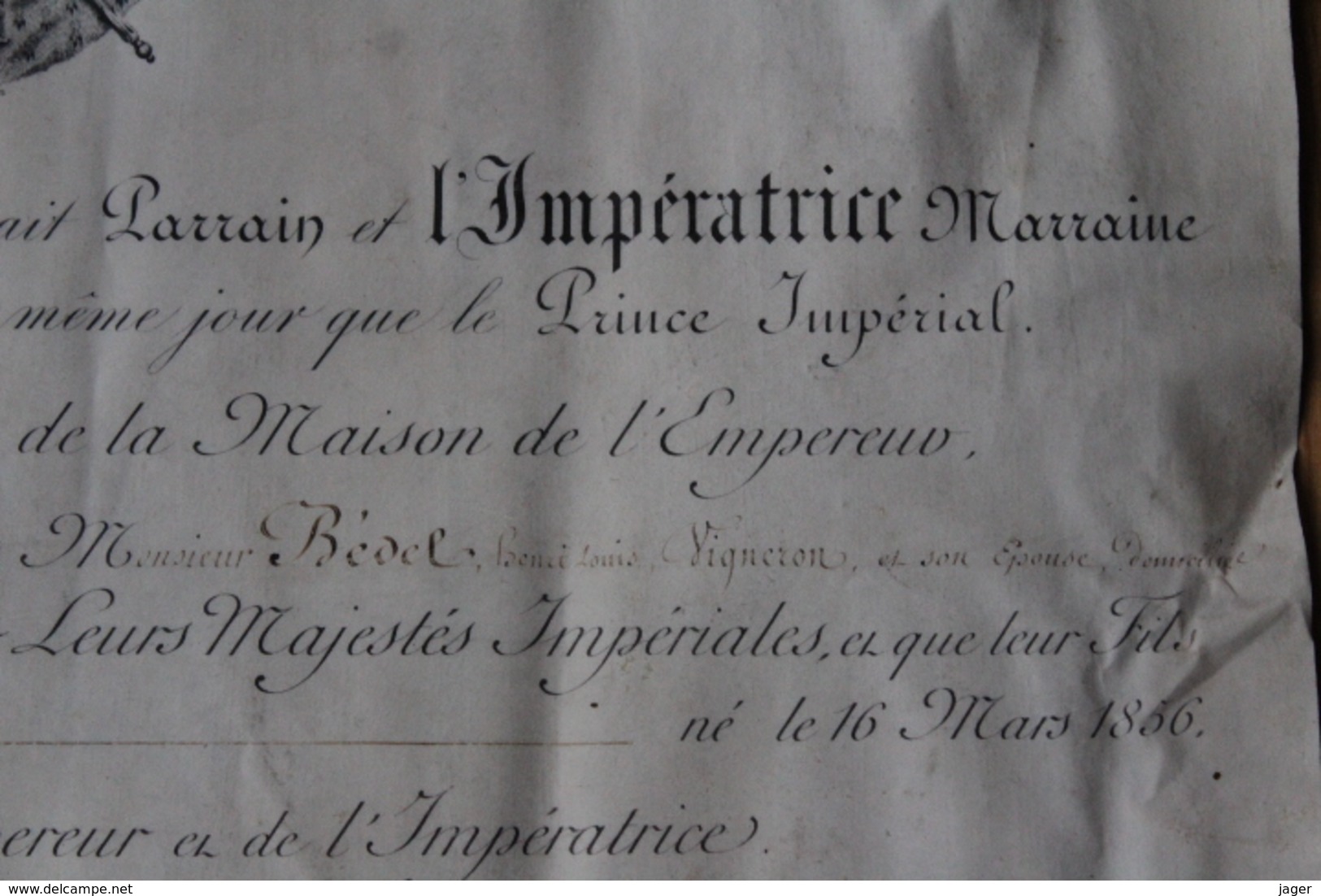 Diplome Maison De L'Empereur N°32 Filleul De L'EMPEREUR - Documentos Históricos