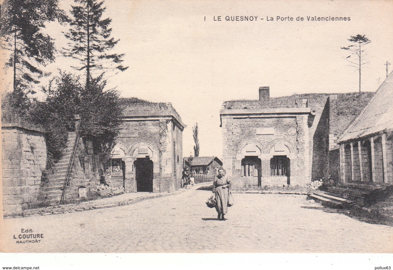 CPA LE QUESNOY (59) LA PORTE DE VALENCIENNES  - ANIMEE - Le Quesnoy