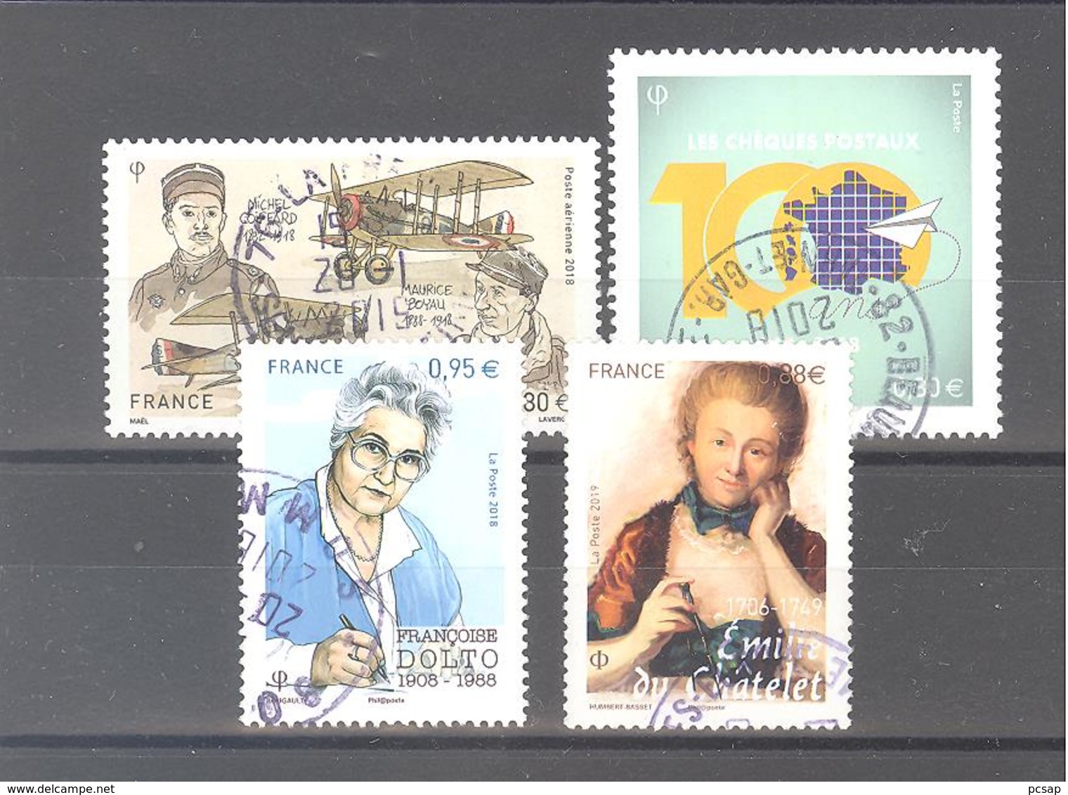 France Oblitérés : PA 82 - 100 Ans Chèques Postaux - Françoise Dolto & Emilie Du Chatelet (cachet Rond) - Oblitérés