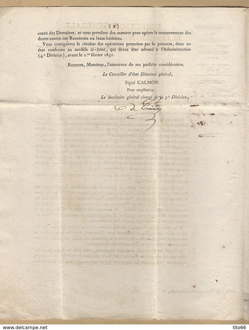 Lettre Circulaire Ministère Des Finances --- Des Domaines Affranchi Par état De Paris A Orléans Verso TAD 25/11/1830 - 1801-1848: Précurseurs XIX