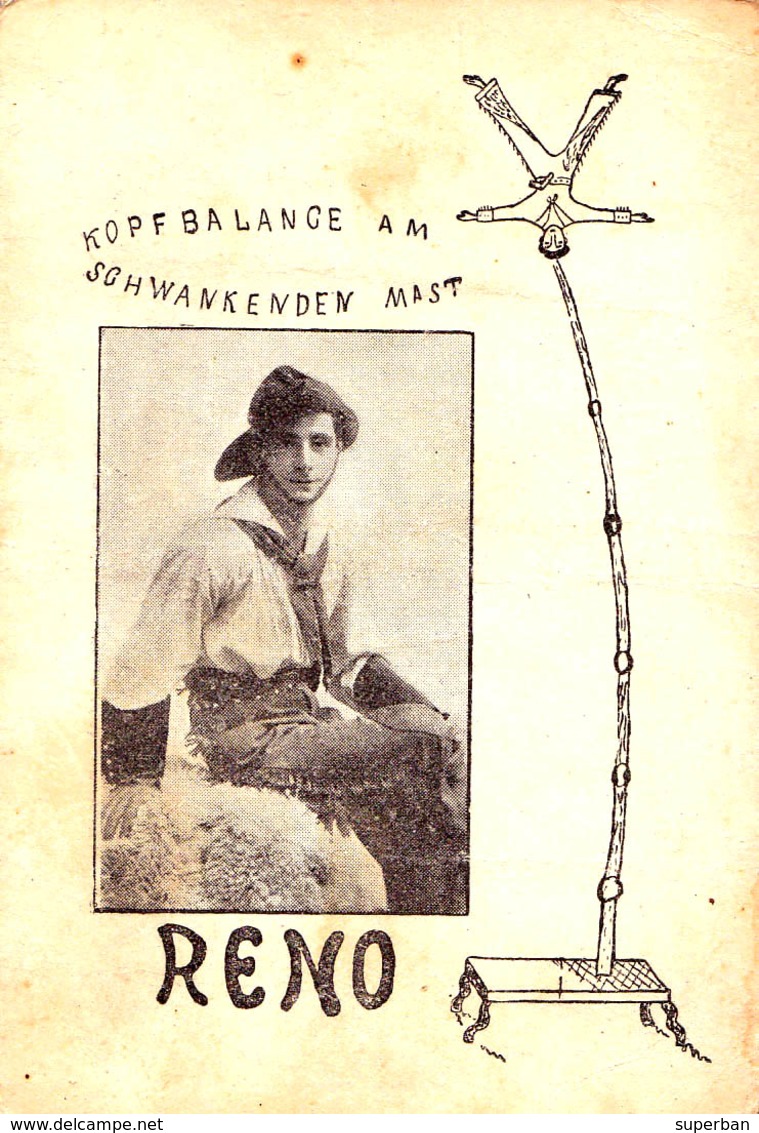 CIRQUE / ZIRKUS / CIRCUS : RENO - KOPFBALANCE AM SCHWANKENDEN MAST / HEAD BALANCE ON SWAYING MAST ~ 1900 (aa459) - Cirque