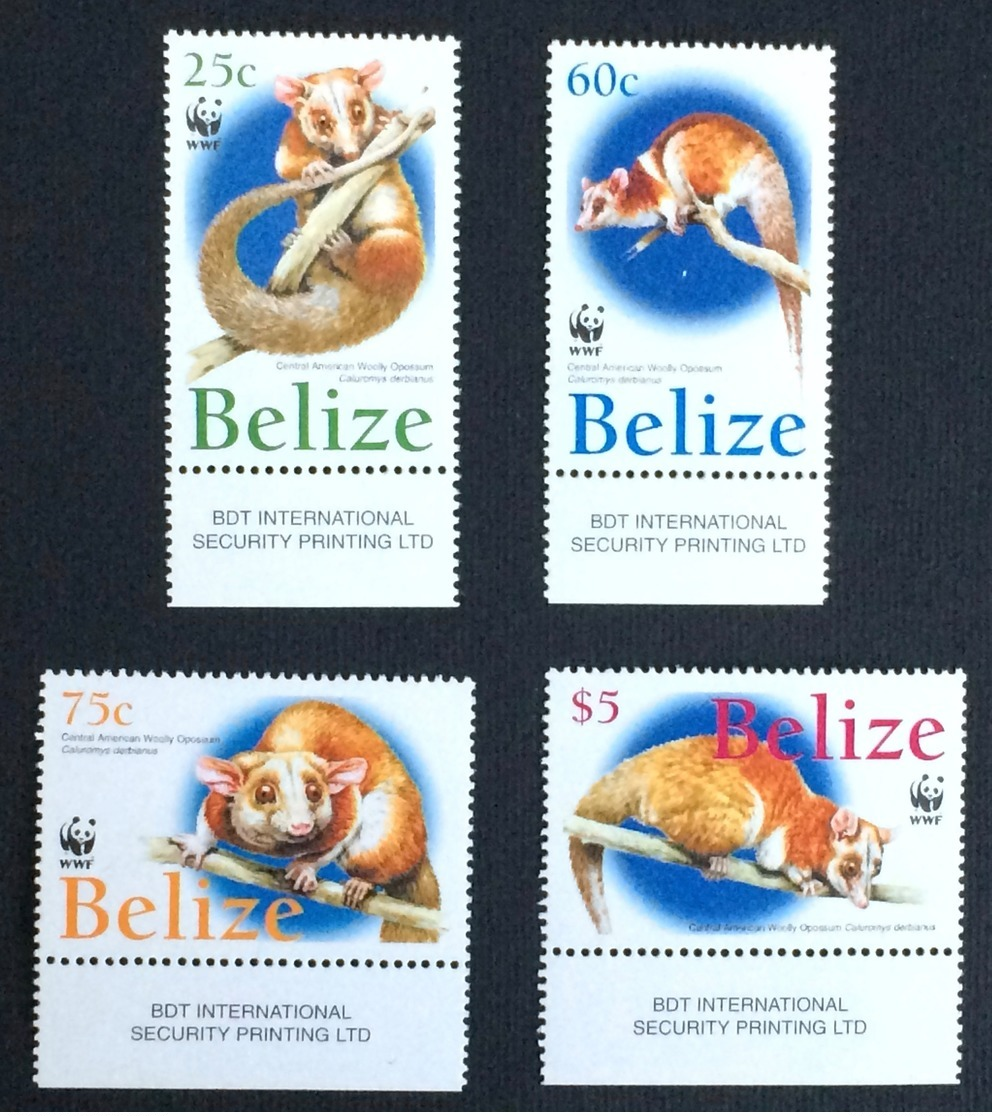 Belize 2004 WWF Animals Opossum MNH** Mi.1285-88/ Nice Set With Printed Margins; - Belize (1973-...)