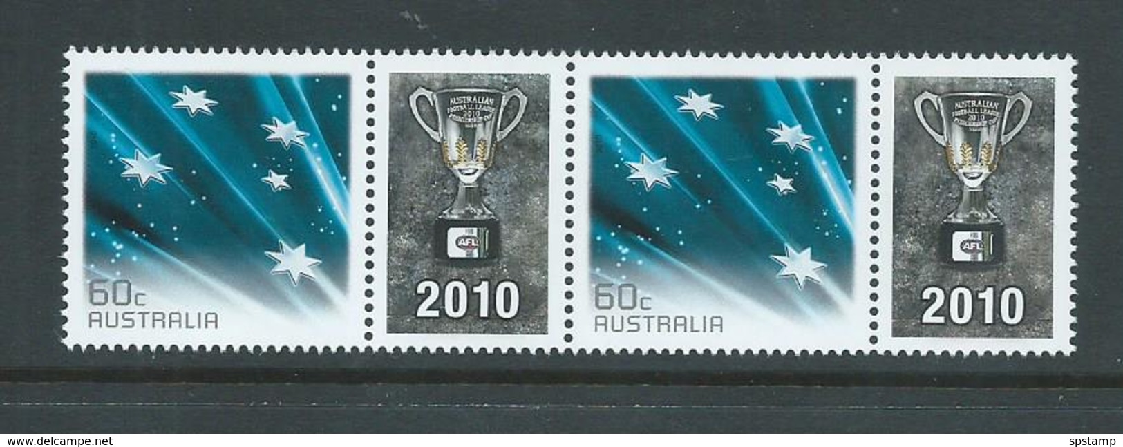 Australia 2010 Special Occasions 60c Stars Re-issue With Collingwood AFL Football Label X 2 In Strip MNH - Mint Stamps