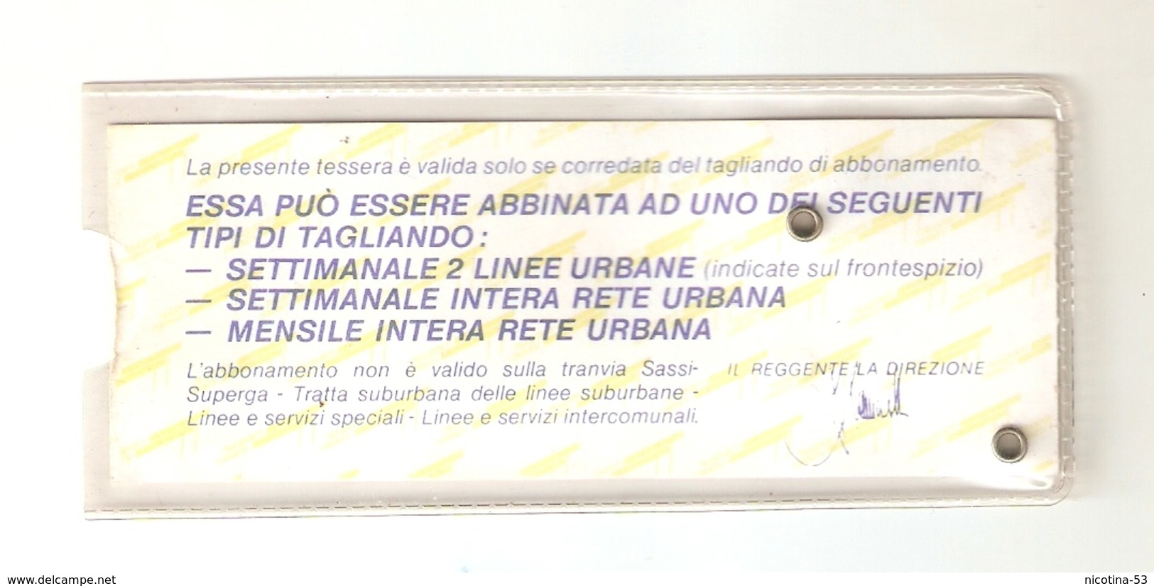 BIGL--00055-- TESSERA PERSONALE DI RICONOSCIMENTO PER ABBONAMENTO LINEE URBANE- LINEE 33-62  GTT TORINO - Europa