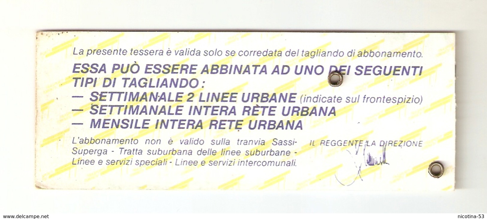 BIGL--00056-- TESSERA PERSONALE DI RICONOSCIMENTO PER ABBONAMENTO LINEE URBANE- LINEE 52-14 GTT TORINO - Europa