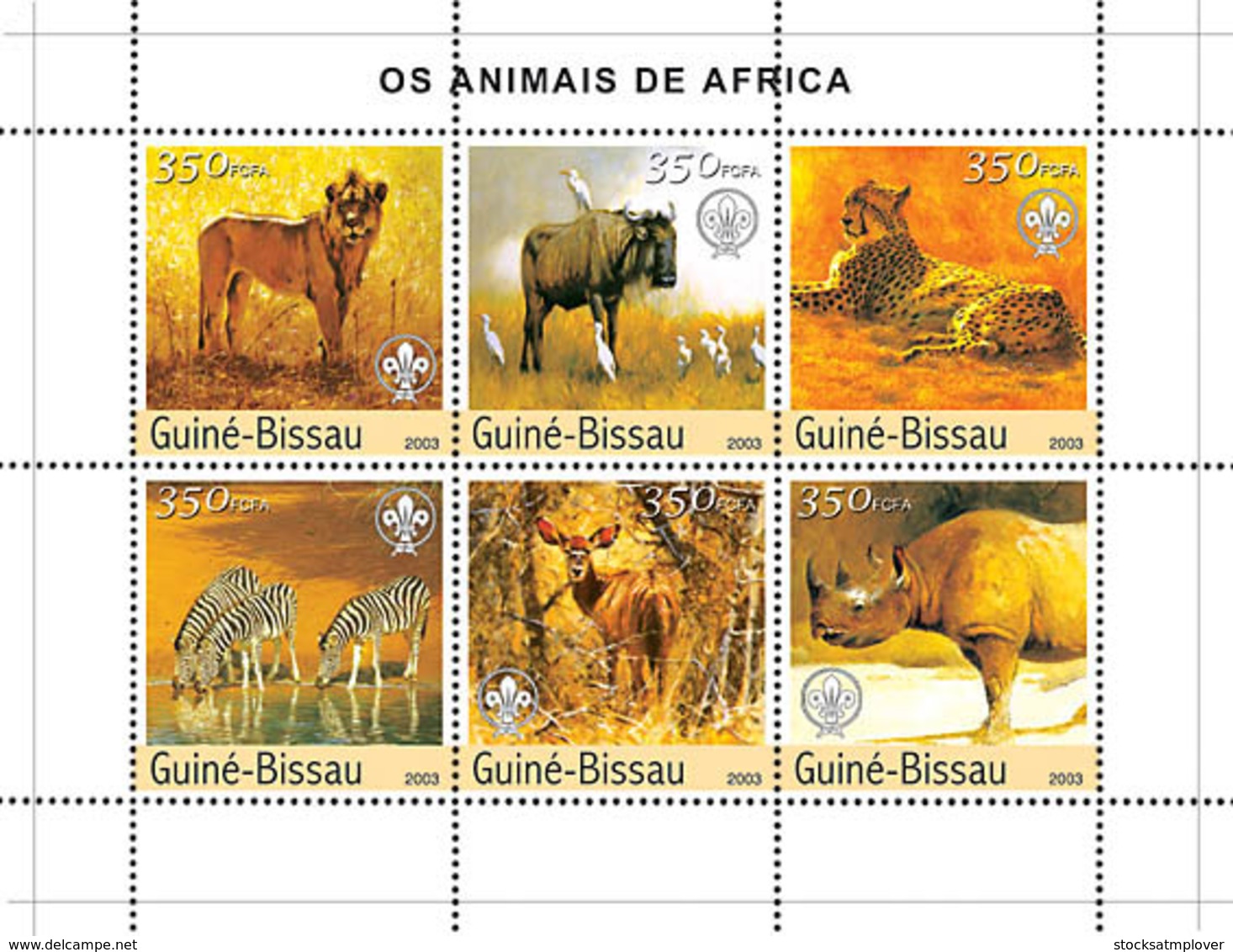 Guinea Bissau  2003 Animals Of Africa ,fauna  Lion, Zebras - Guinea-Bissau