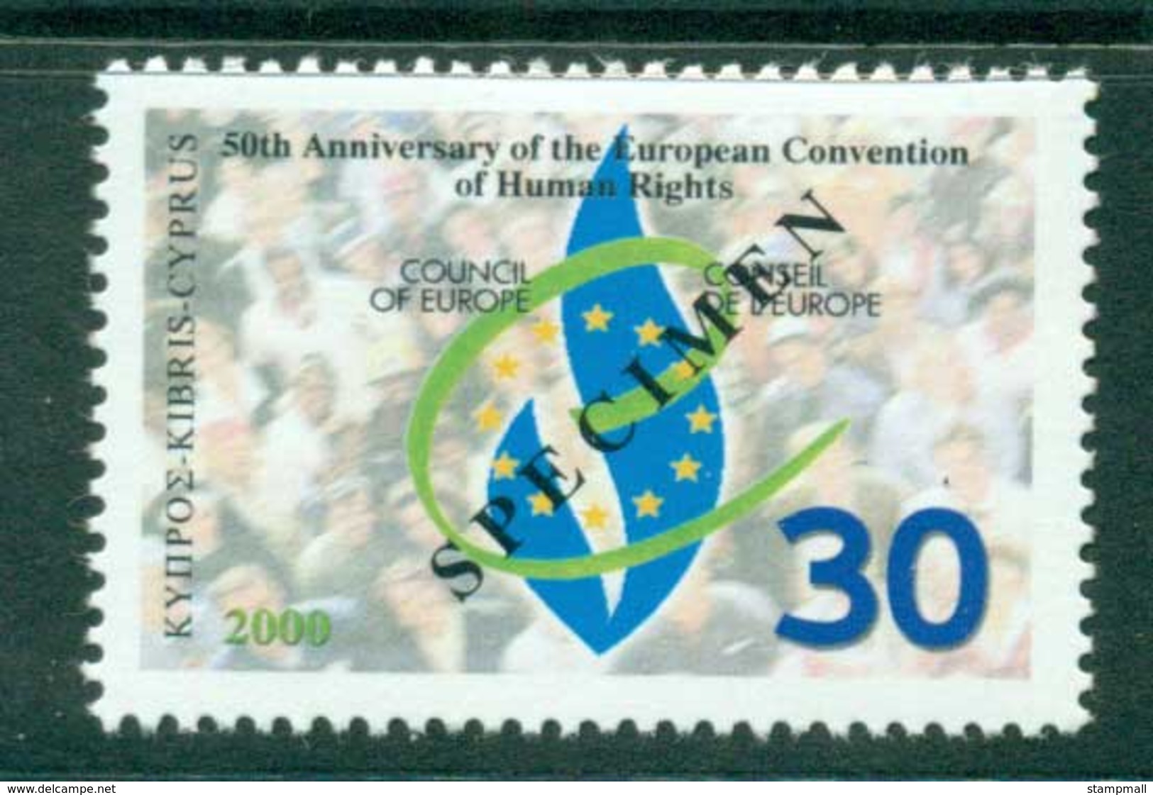 Cyprus 2000 European Convention Of Human Rights SPECIMEN MUH Lot23561 - Unused Stamps