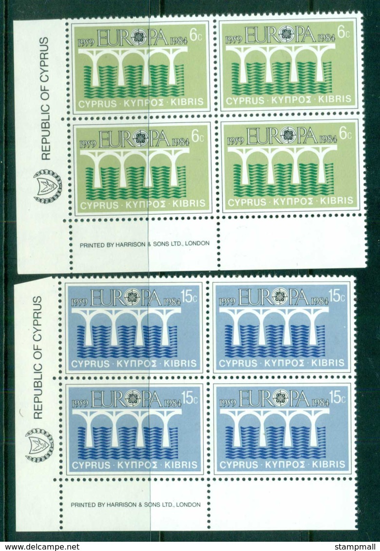 Cyprus 1984 Europa Cnr Blk 4 MUH - Unused Stamps