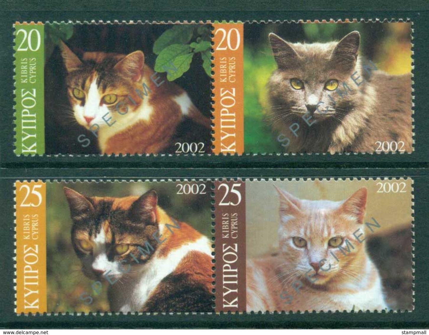 Cyprus 2002 Cats Prs. SPECIMEN MUH Lot23565 - Unused Stamps