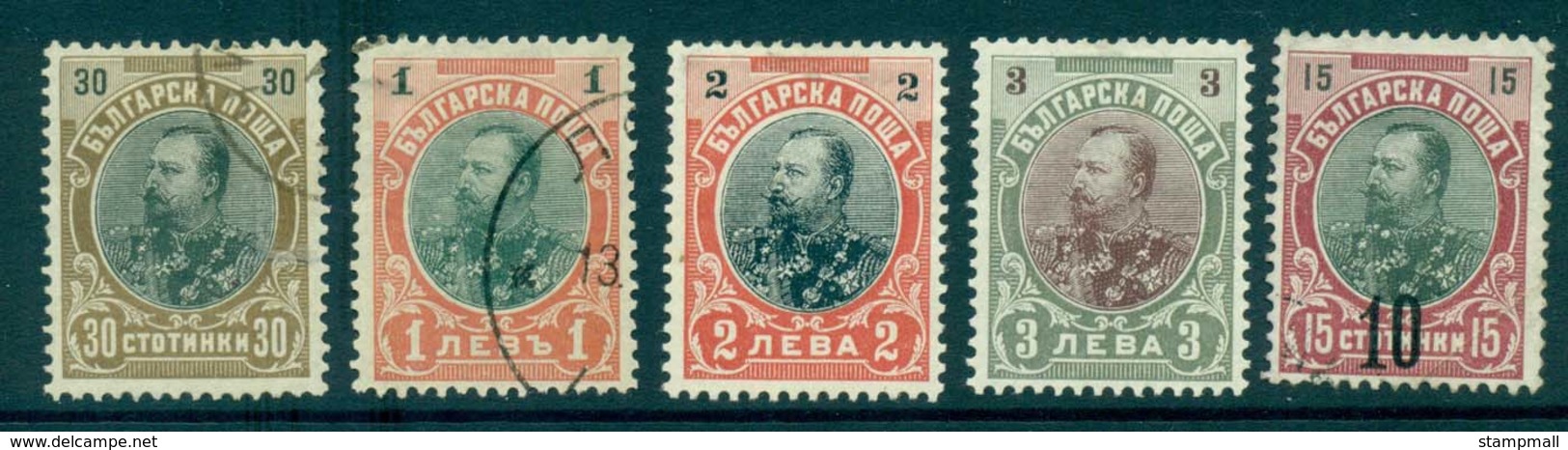 Bulgaria 1901 Tsar Ferdinand Asst (5)inc Surch  MNG/MH/FU Lot31202 - Used Stamps