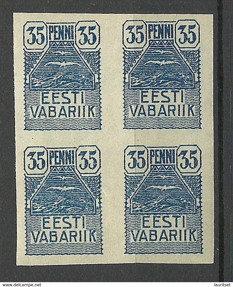 Estland Estonia 1919 Michel 10 As 4-block MNH - Estland