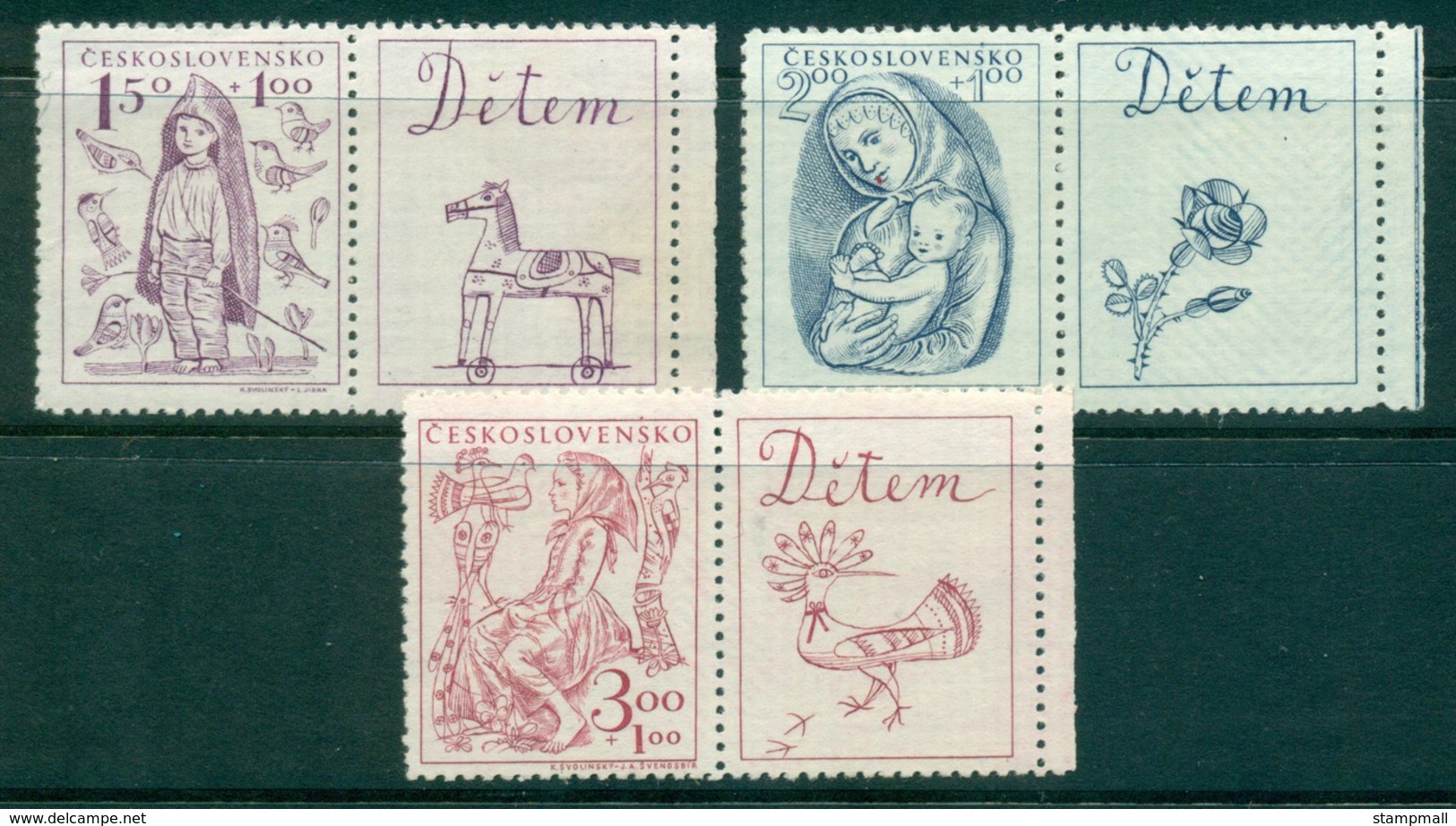 Czechoslovakia 1948 Child Welfare + Labels(gum Inclusions) MLH Lot38126 - Unused Stamps