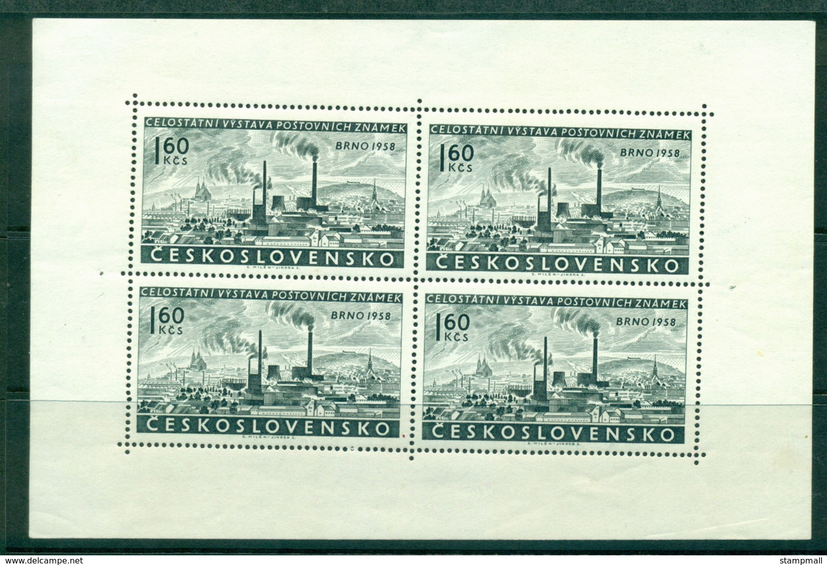 Czechoslovakia 1958 Philatelic Exhibition Brno MS MLH Lot38314 - Unused Stamps