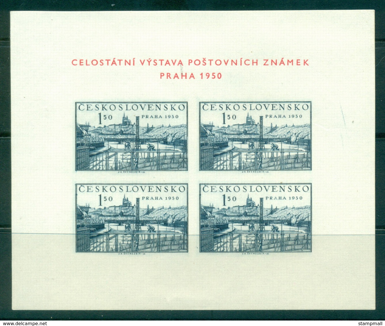 Czechoslovakia 1950 Prague Views 1.50k MS MUH Lot38147 - Unused Stamps