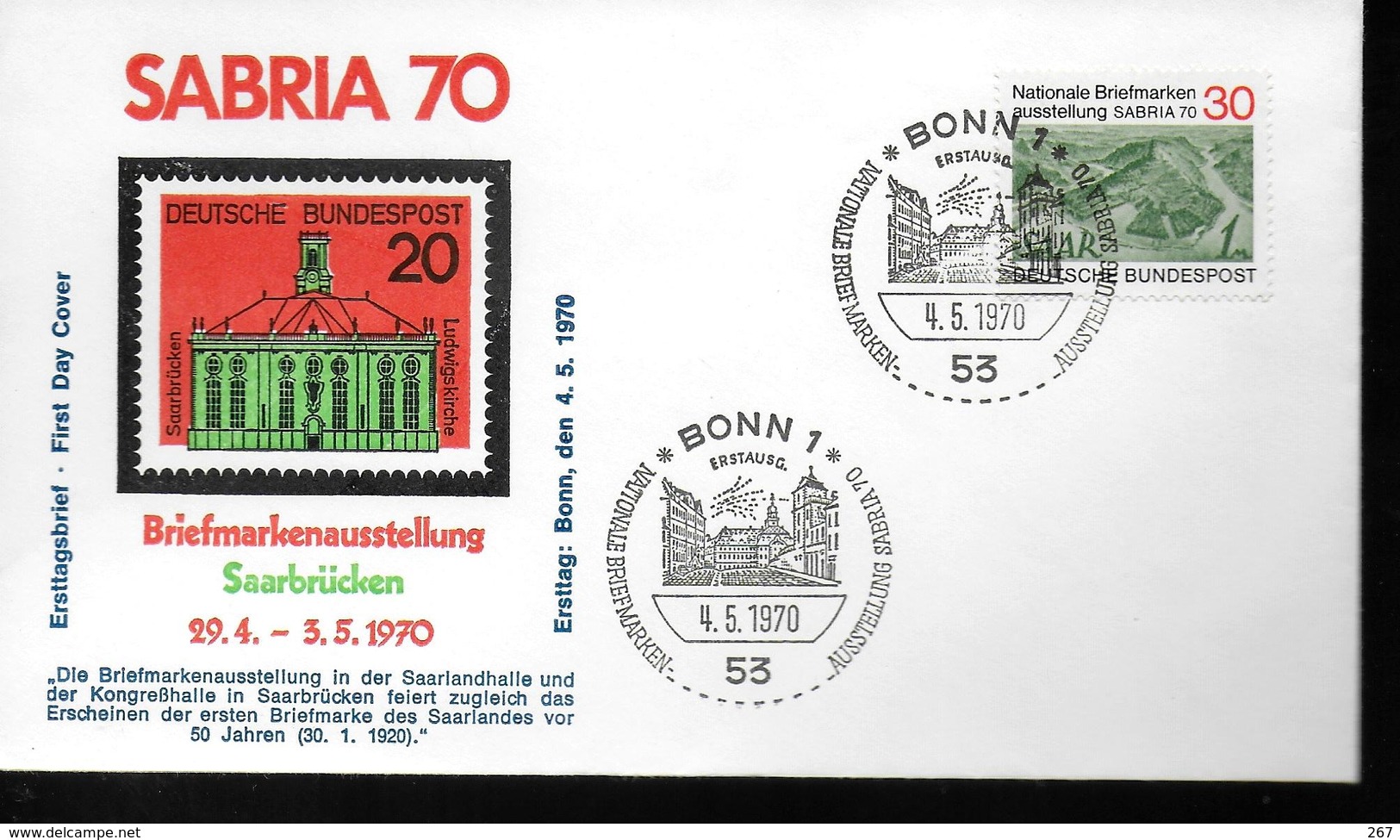 ALLEMAGNE  FDC    1970  Sarrebrucken - Autres & Non Classés