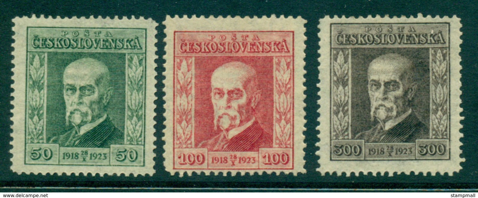 Czechoslovakia 1923 50,100,500 Masaryk MLH Lot37991 - Used Stamps