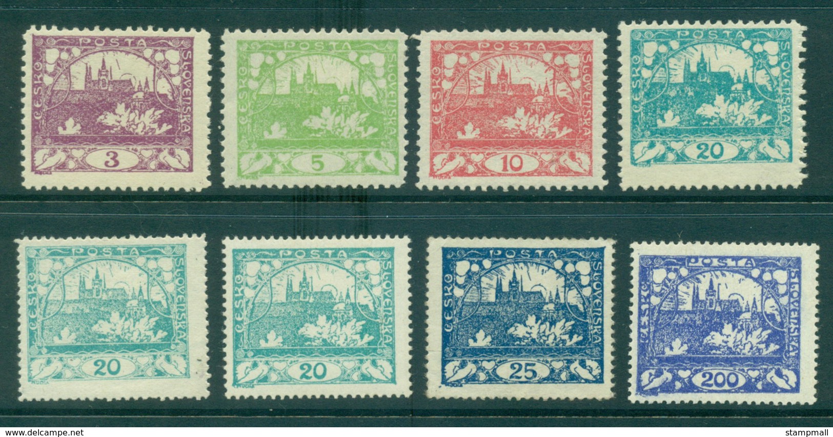 Czechoslovakia 1918-19 Hradcany At Prague, Perf 11.5,inc Shades MLH/MUH (8) Lot37961 - Used Stamps