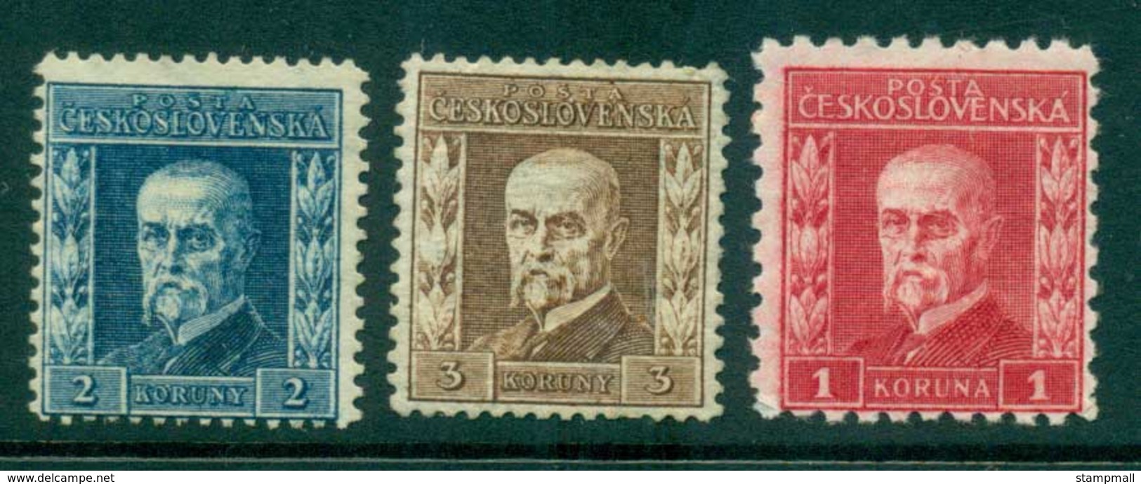 Czechoslovakia 1925 2,3,1 Ty II P13.75, Ty 3 Masaryk MLH Lot37994 - Used Stamps